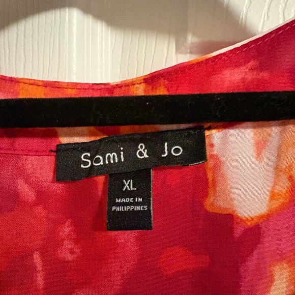 SAMI & JO XL women’s Red and Orange Sleeveless Blouse - Picture 2 of 7